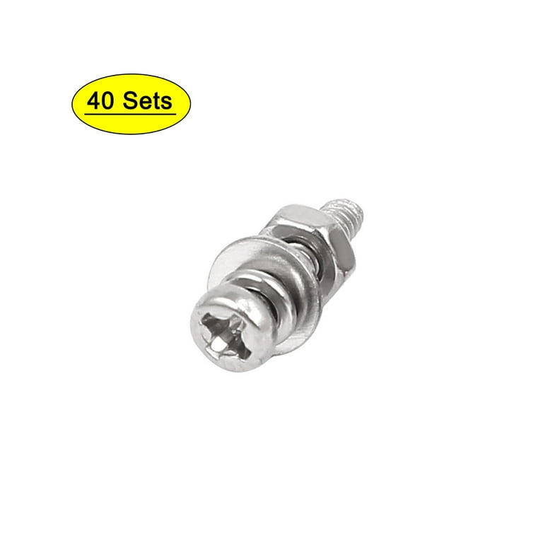 M2 x 10mm 304 Stainless Steel Phillips Pan Head Screws Nuts w Washers 30 Sets M2 x 10mm 304 Stainless Steel Phillips Pan Head Screws Nuts w Washers 30 Sets